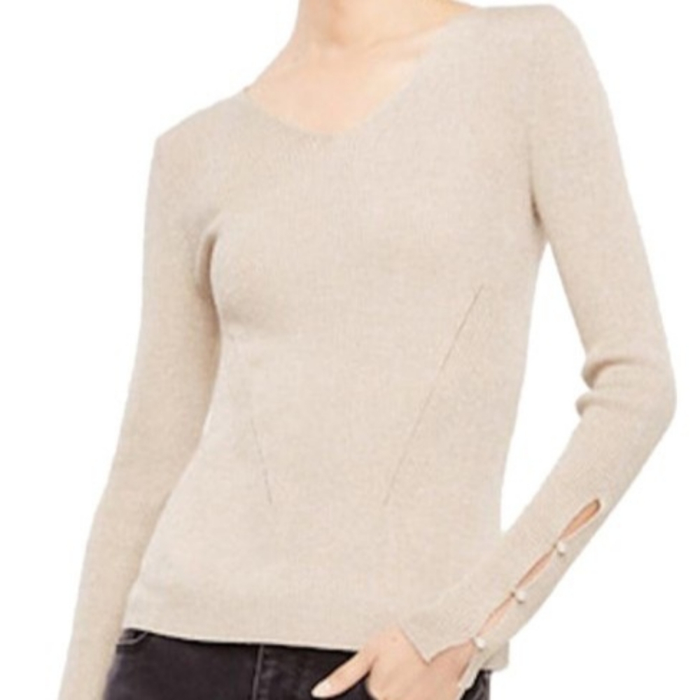 Ann Taylor Pullover Knit Sweater Beige/Gold